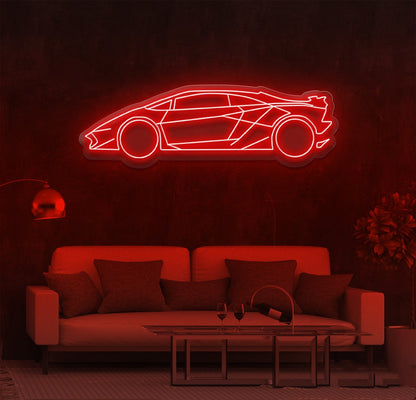 Cool Sports Car Neon Sign – Futuristic LED Light for Car Enthusiasts & Man Cave Decor red