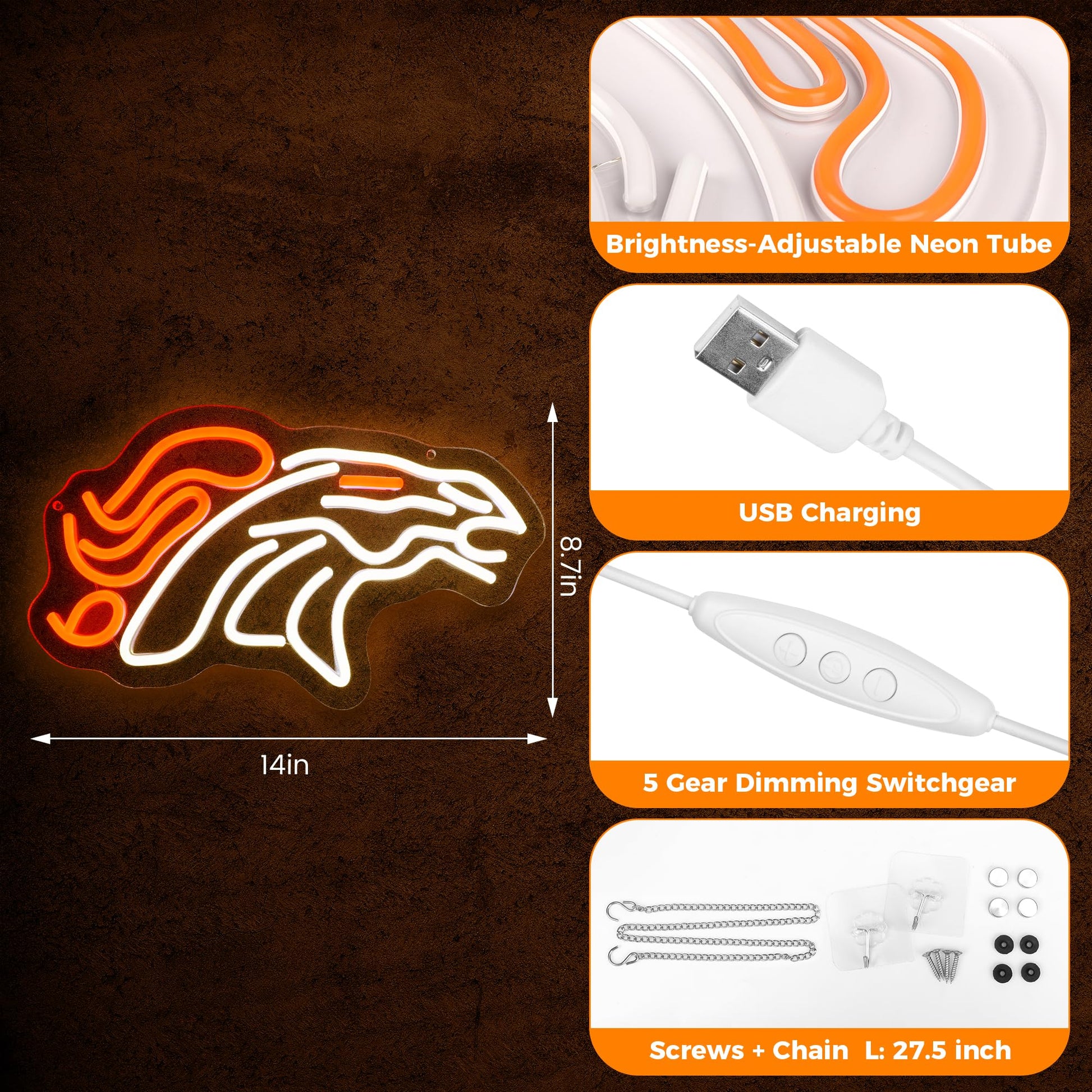 Denver Broncos Team Logo Football Neon Sign details