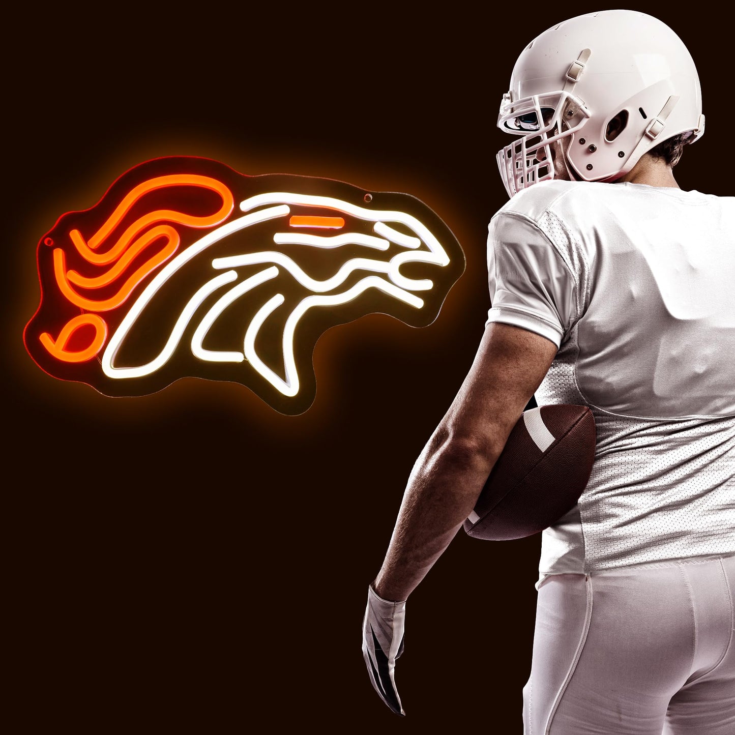 Denver Broncos Team Logo Football Neon Sign rendering