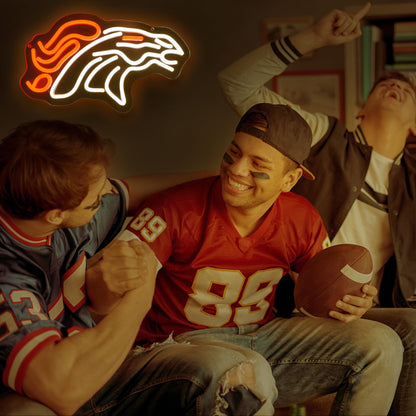 Denver Broncos Team Logo Football Neon Sign rendering 2