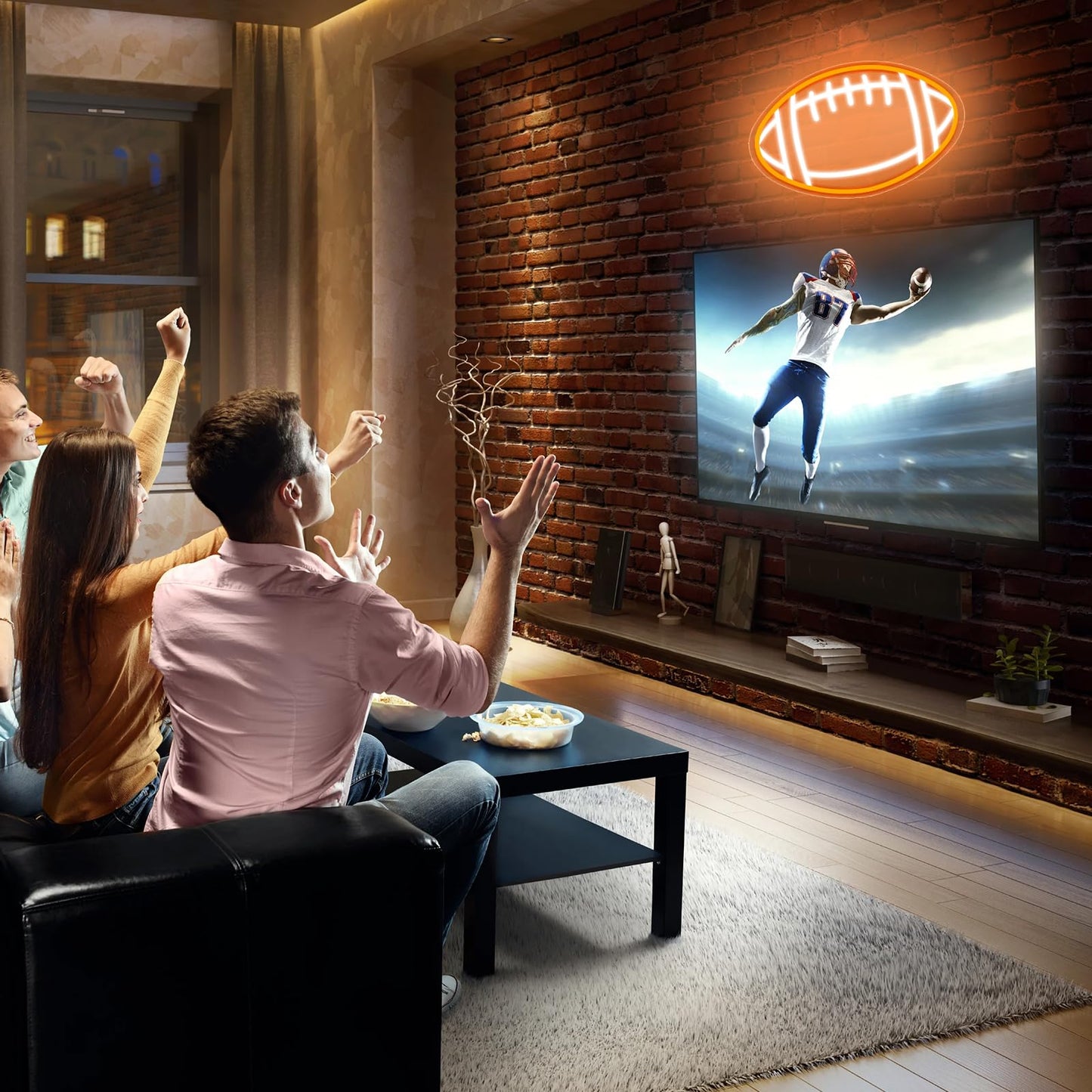 Football Neon Sign for home decor party decor rendering