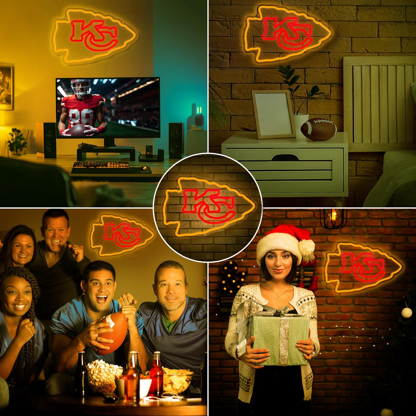 Kansas City Chiefs Team Logo Football Neon Sign rendering