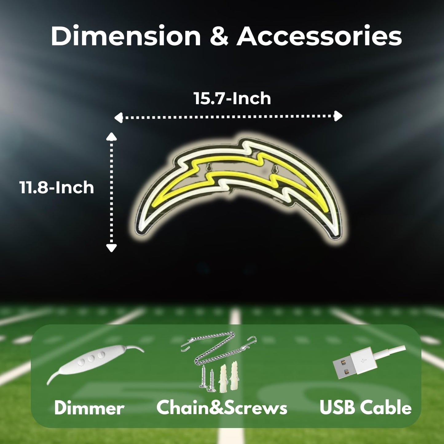 Los Angeles Chargers Team Logo Football Neon Sign details
