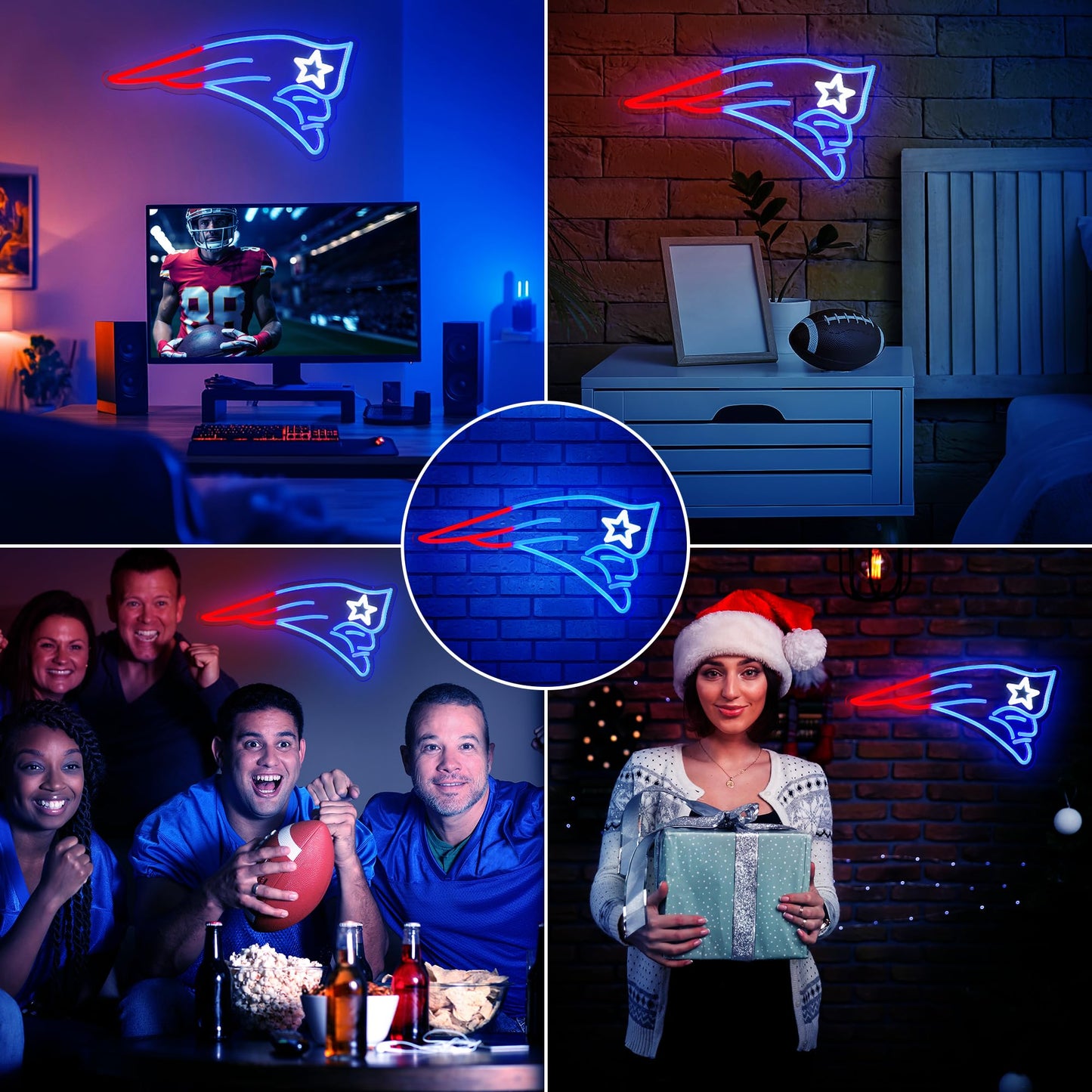 New England Patriots Team Logo Football Neon Sign rendering