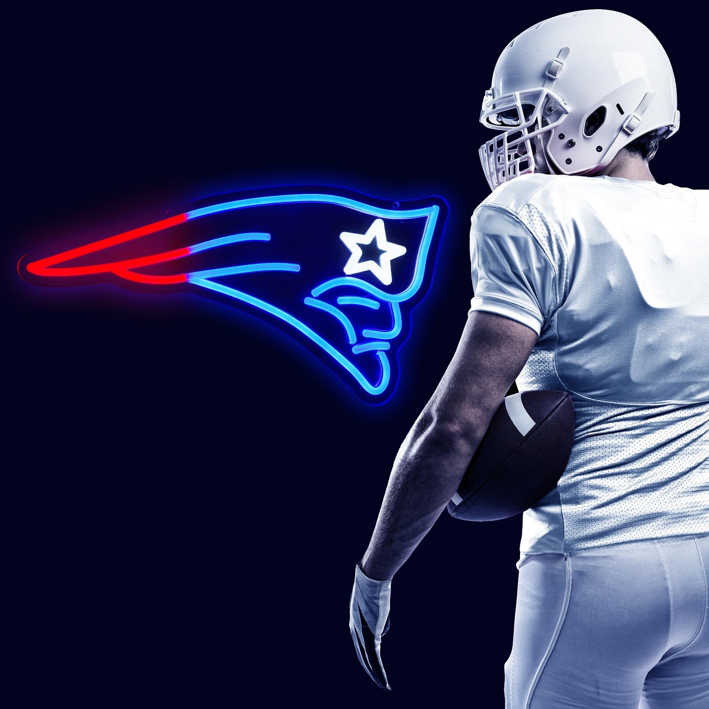 New England Patriots Team Logo Football Neon Sign rendering 3