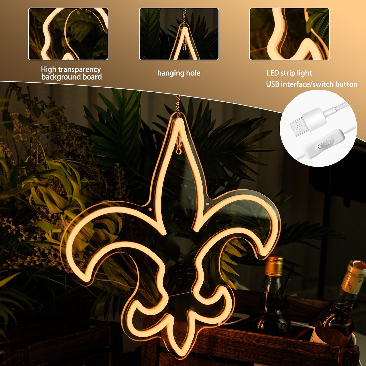 New Orleans Saints Team Logo Football Neon Sign details