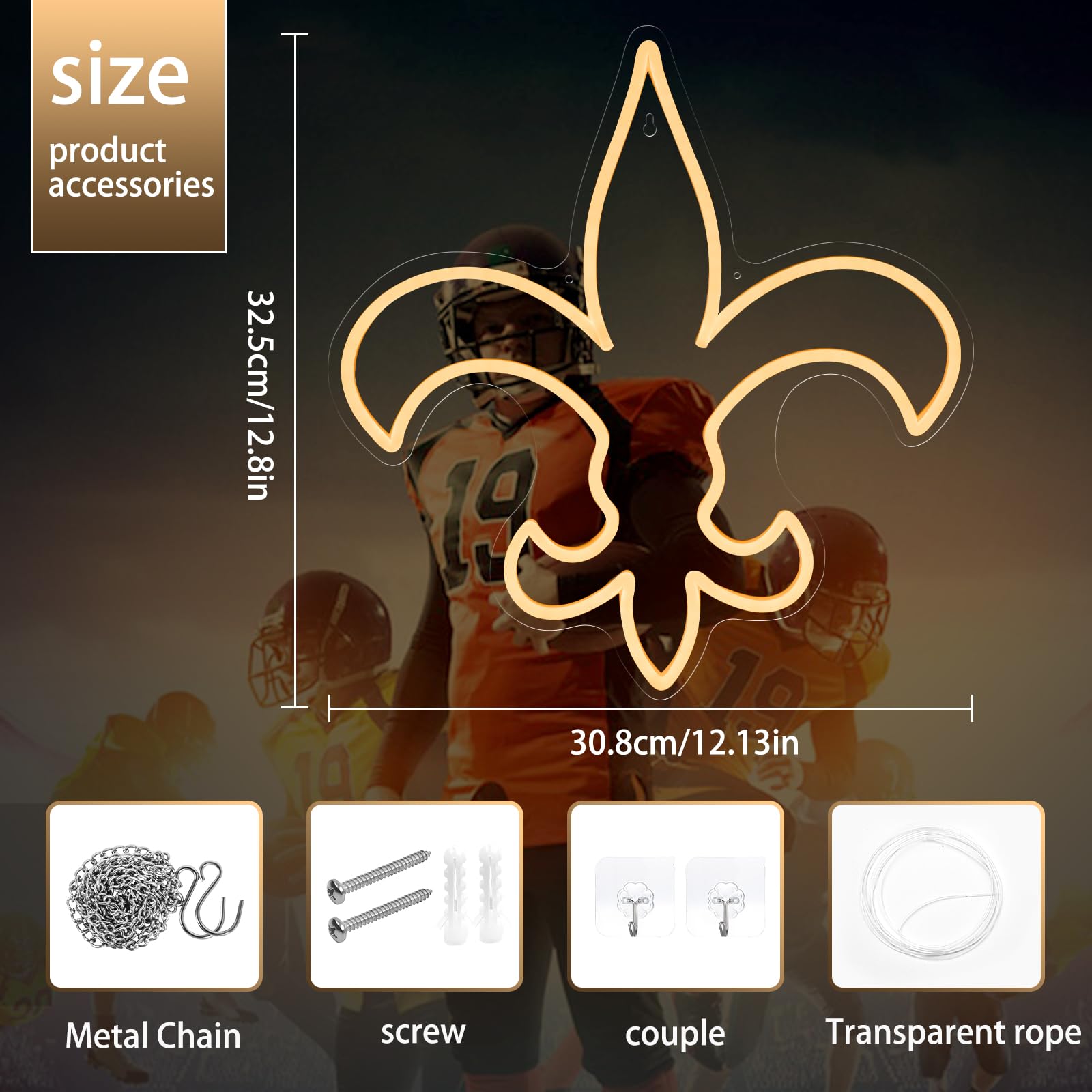 New Orleans Saints Team Logo Football Neon Sign size install
