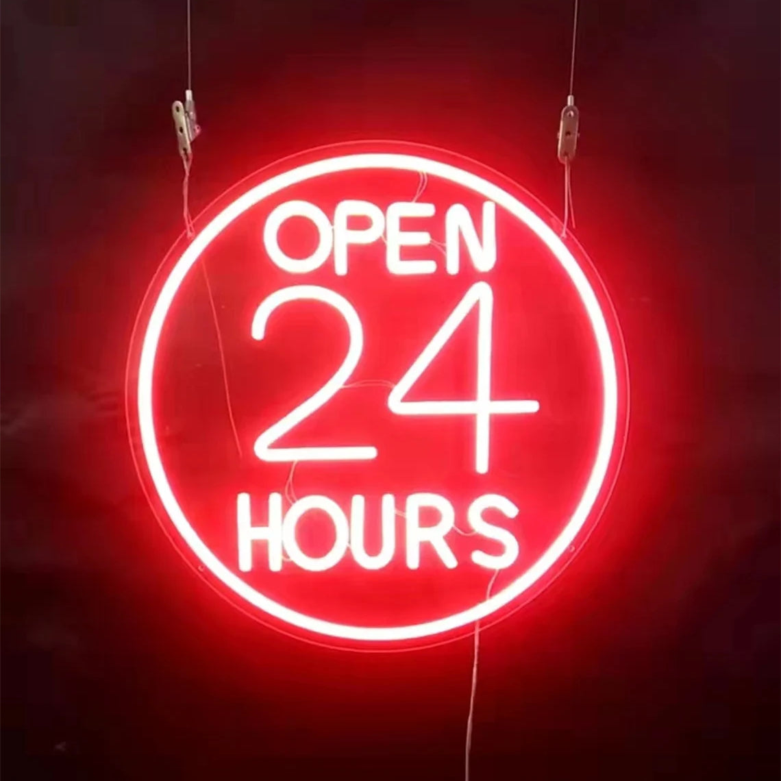‘OPEN 24 HOURS’ custom neon sign for restaurant shop decor light up your business 2