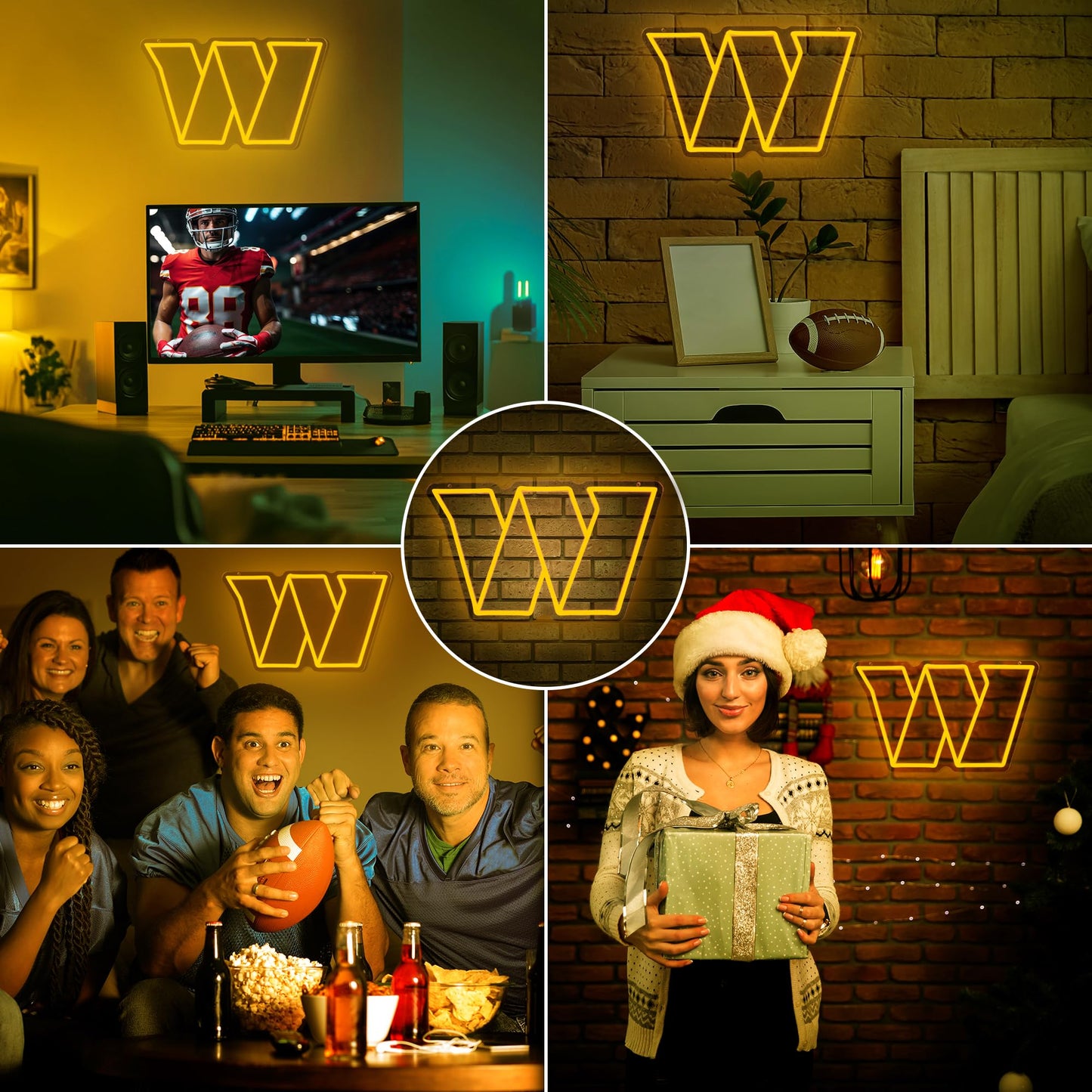 Washington Commanders Team  Logo Football Neon Sign rendering 2