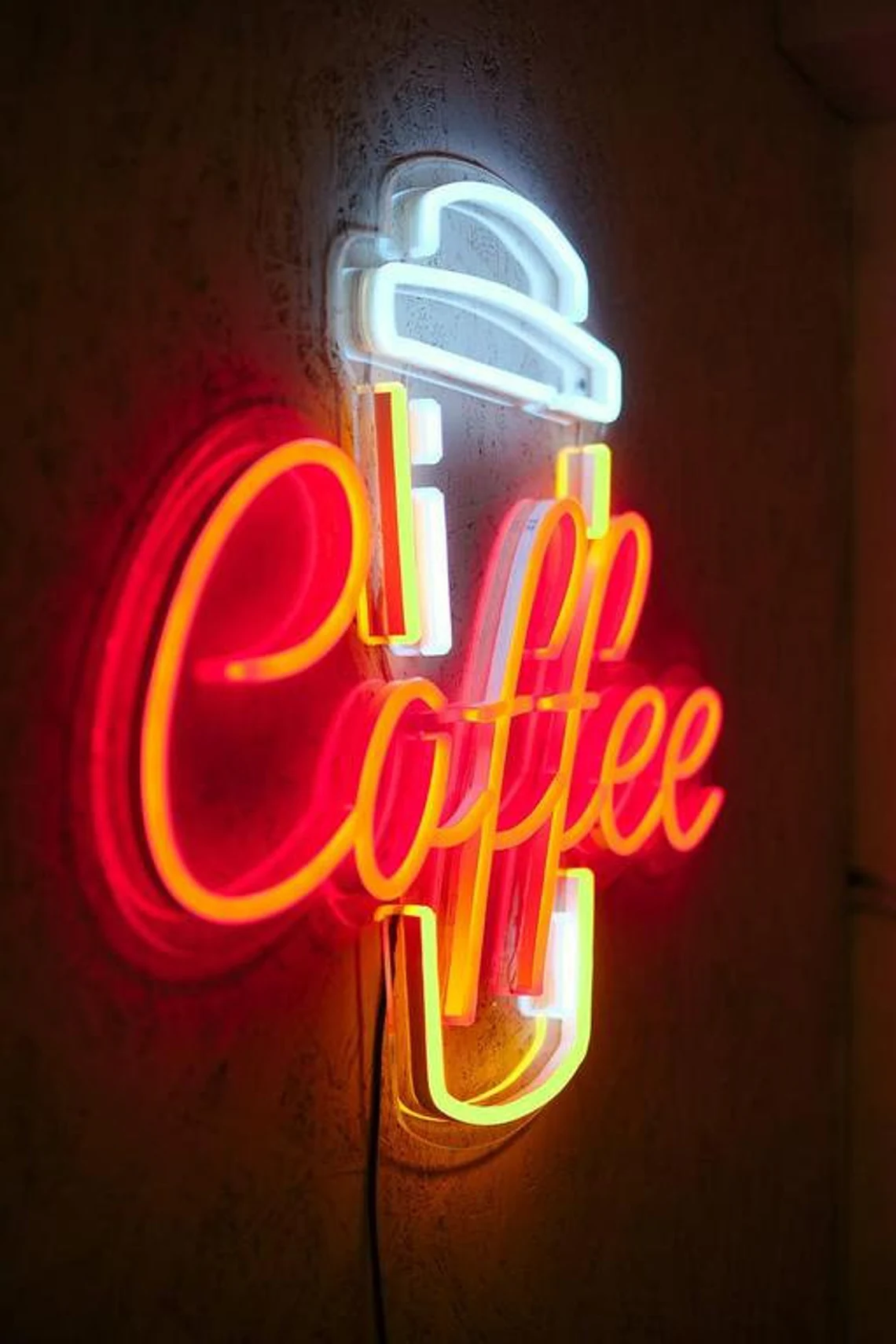 coffee custom neon sign for restaurant coffee decor rendering 3