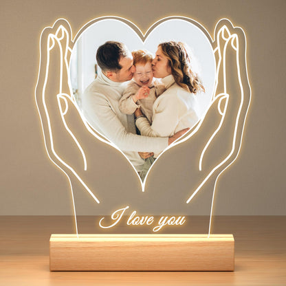 Custom Picture Frame with Photos, Customized Acrylic Plaque Photo Frames with Night Light, Personalized Birthday Gifts for Women Men Mom Dad Baby Kids Grandma Grandpa Family