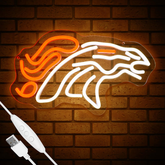 Denver Broncos Team Logo Football Neon Sign