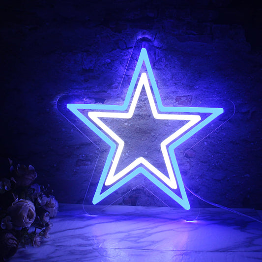 Dallas Cowboys Team Logo Neon Sign Football Neon Sign for Room Decor Sports Neon Light LED Sign for Sports Fans Gifts USB Powered Neon Wall Sign Dimmable for Man Cave Sports Studio Wall Art