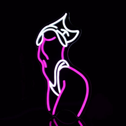 Lady Neon Signs Neon Signs for Wall Decor Pink White LED Light Sign for Preppy Room Decor Light Up Sign for Birthday Party Decoration USB Powered