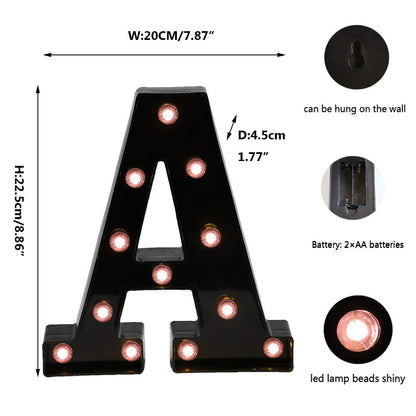 Light Up Black Alphabet Marquee Letters Sign LED Marquee Number Lights Sign for Night Light Home Bar Christmas Lamp Birthday Party Wedding Decoration LED Letters