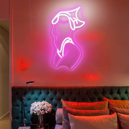 Lady Neon Signs Neon Signs for Wall Decor Pink White LED Light Sign for Preppy Room Decor Light Up Sign for Birthday Party Decoration USB Powered