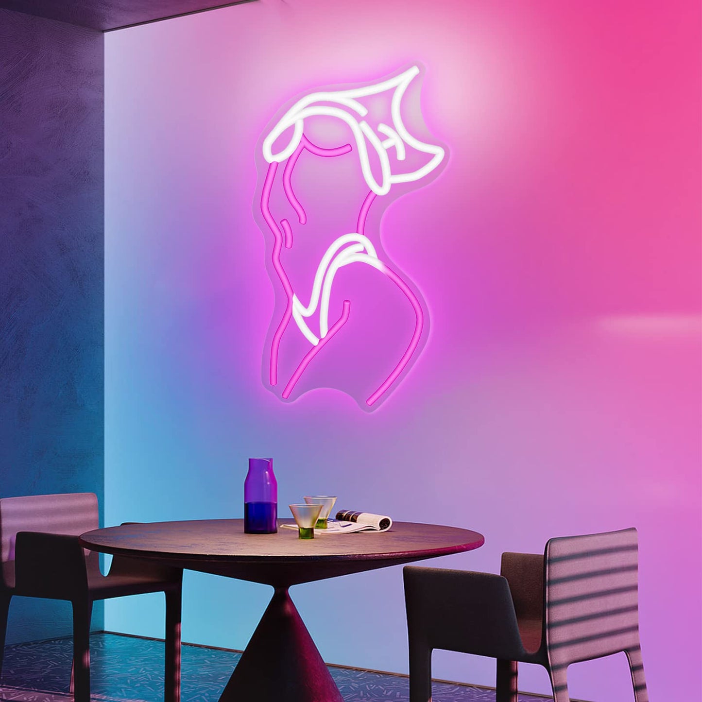 Lady Neon Signs Neon Signs for Wall Decor Pink White LED Light Sign for Preppy Room Decor Light Up Sign for Birthday Party Decoration USB Powered