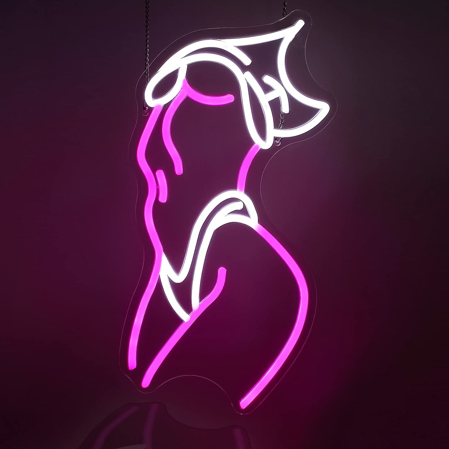 Lady Neon Signs Neon Signs for Wall Decor Pink White LED Light Sign for Preppy Room Decor Light Up Sign for Birthday Party Decoration USB Powered