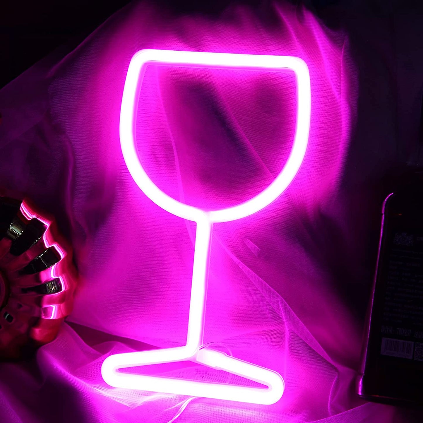 wine glasses neon sign bar & party neon sign deep pink