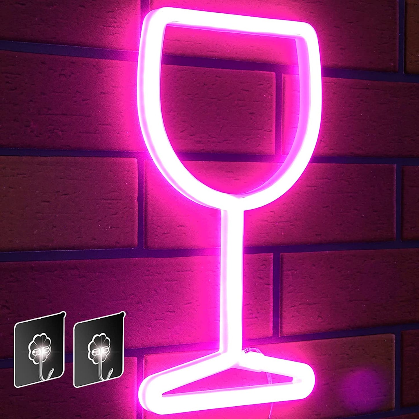 wine glasses neon sign bar & party neon sign pink