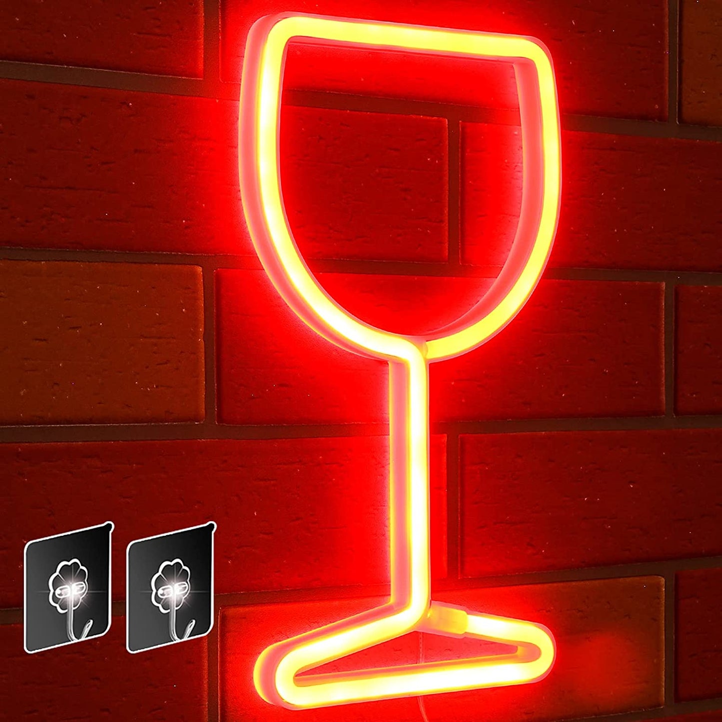 wine glasses neon sign bar & party neon sign red