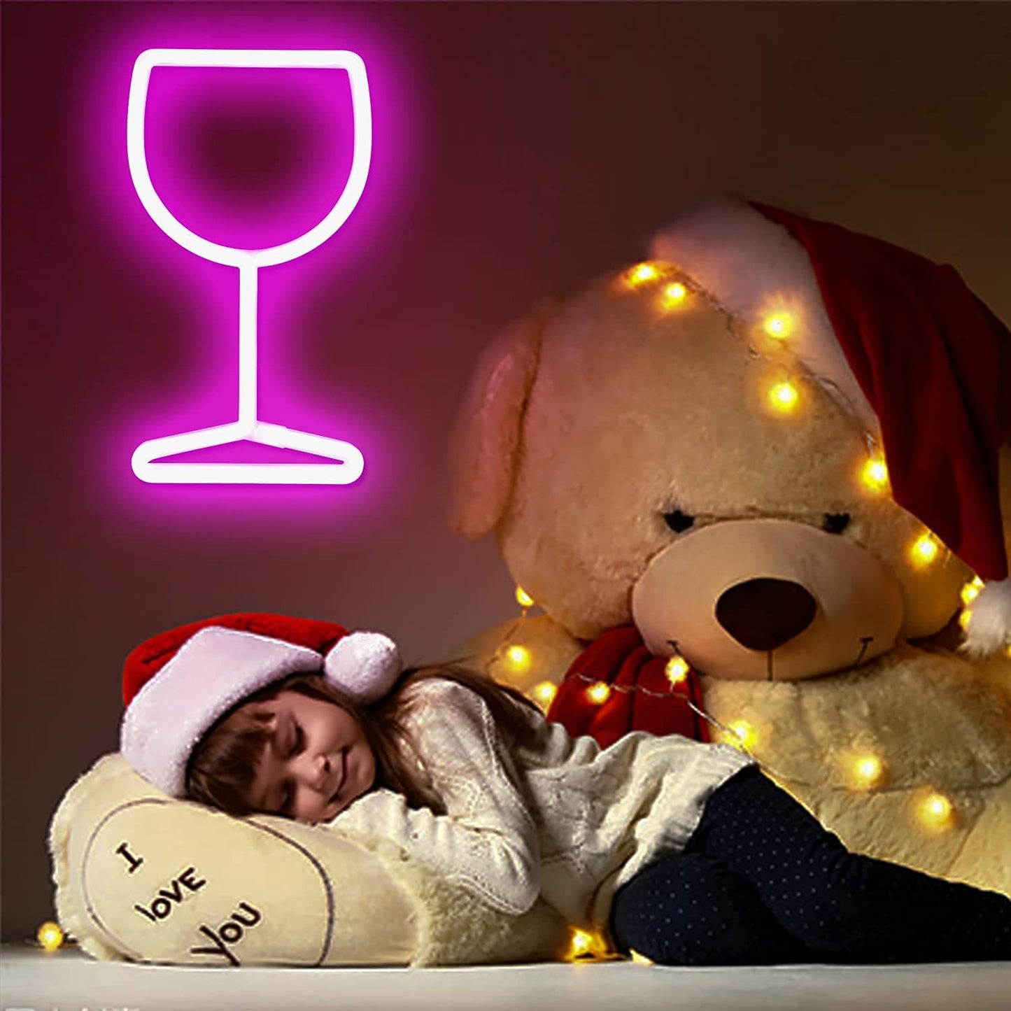 wine glasses neon sign bar & party neon sign rendering 3